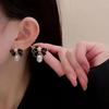 Trendy Black White Enamel Oil Bow Knot Drop Earrings For Women Elegant Imiation Pearl Dangle Earrings Wedding Party Jewelry Gift