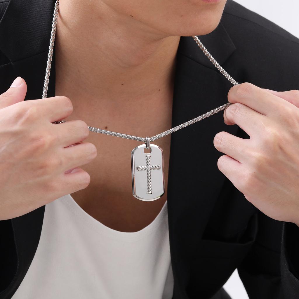 Collares Colgantes de Placa de Perro Cruzados para Hombres Niños, Collares Colgantes de Acero Inoxidable Pulido Alto, Regalos de Joyería para Esposo PAPÁ MEJOR AMIGO