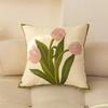 Pure Cotton Embroidery Tulip Spring Throw Pillow Covers Outdoor Patio Cushion Cover Pillow Cases Summer Garden Decorations Home