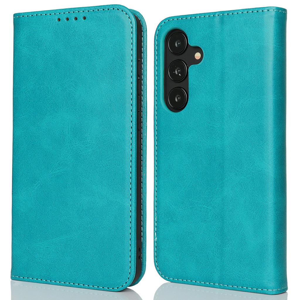 For Samsung Galaxy S25+ Case PU Leather Calf Textured Magnetic Closing Smart Phone Cover