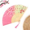 Bamboo Folding Fan Silk Chinese Style Hand Women Black Summer Female Dance Home Decoration Party Gift Home Ornament