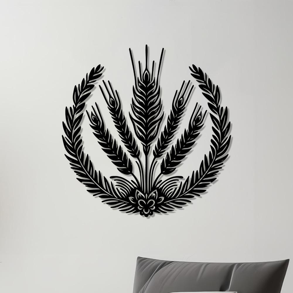 1pc Rustic Iron Wheat Sheaf Wall Art, Farmhouse Metal Wheat Stalk Sculpture for Harvest Thanksgiving Christmas Easter Decor, Weather Resistant