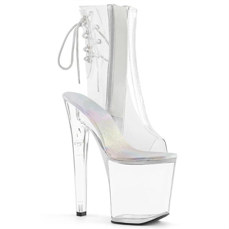 

2025 новые летние женские сапоги-рыбий рот, сапоги-рыцари с низким голенищем, полые, на супервысоком каблуке, модная клеевая подошва, полностью прозрачные, один размер, модные сапоги 46 прозрачный