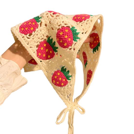 

Headscarf French Retro Style Embroidery Flower Pattern Headband Hollow Design Breathable Elastic Hair Accessory D