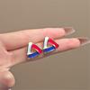 Hollow Triangle Contrast Color Stud Earrings for Women Statement New Trendy Enamel Glaze Geometric Brincos Party Jewelry