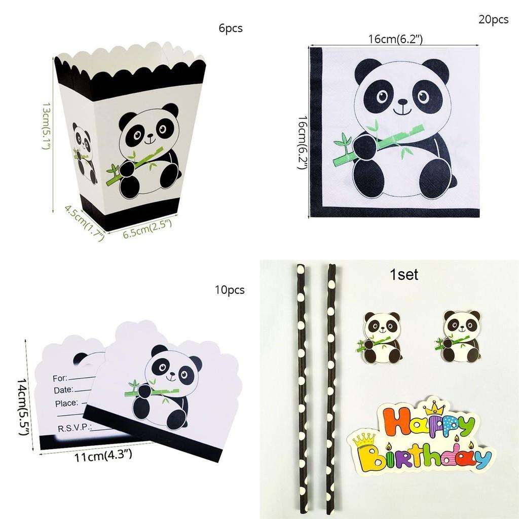 Charmiga tecknade panda festartiklar porslin dekoration för barnens dag festligheter