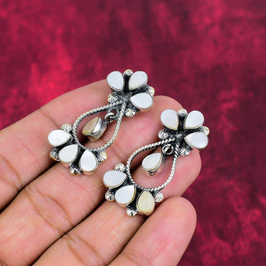 Perlmutt Ohrringe, 925 Sterling Silber Ohrringe, handgefertigter Edelsteinschmuck, Geschenke für die Frau, brandneue Ohrringe