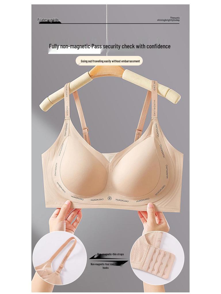 Women's Seamless Push-Up Bra: Letter Straps, Sexy Lift, Non-Run Cup, Plus Size Available