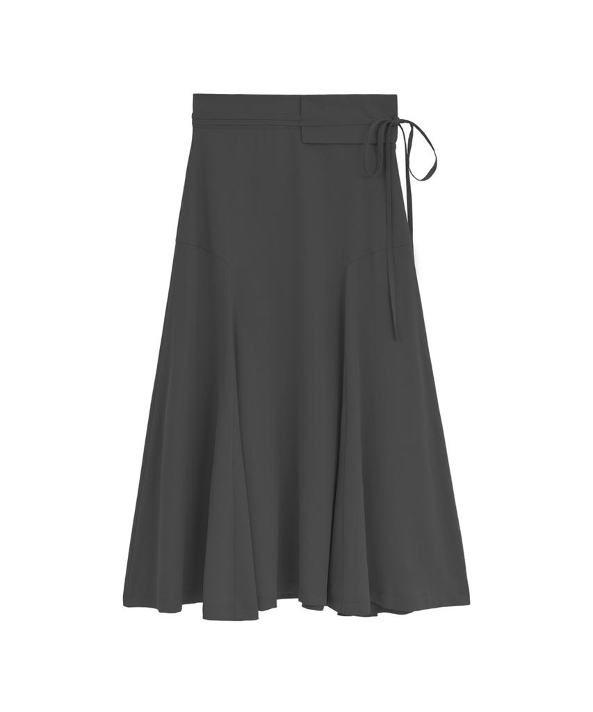 Hye Young Kim Tencel Double Waist Band Skirt - Charcoal