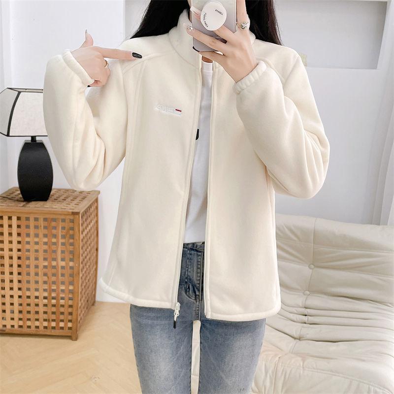 Women's Thickened Fleece Outerwear: Wind-Resistant and Cozy High-Neck Athletic Casual Jackets for Spring & Autumn Outdoors