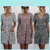 Stylish Women V-neck Holiday Mini Dress Featuring Elegant Polka Dot Design And Pockets