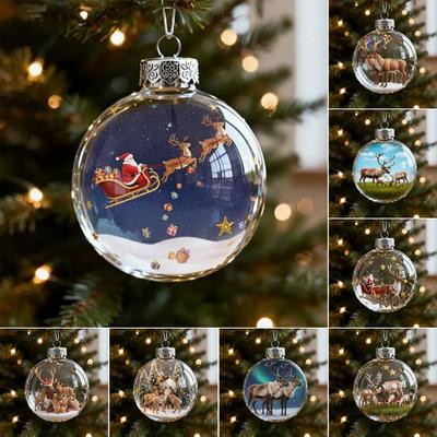 The Reindeer Family Christmas Ball Funny 3D Reindeer Hanging Decoration Plastic Christmas Ball Winter Ornaments for Xmas Tree Indoor Home Decor