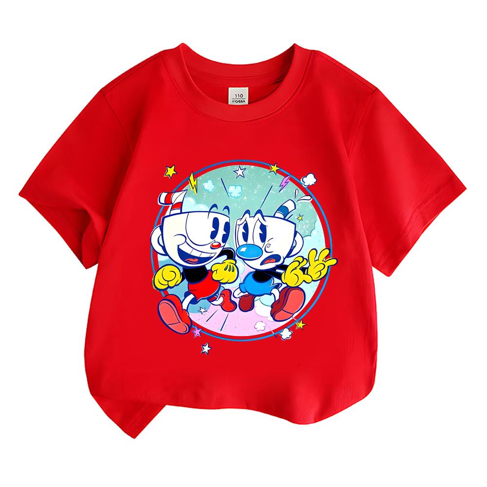 Cuphead 2026 NEW Boys Girls Kids T-shirt Round Neck ShortSleeves Fashion Streetwear Manga/Comic Tees Toddler Cartoon Clothing