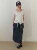 Deomiteun Ridge Button H Skirt (Navy)