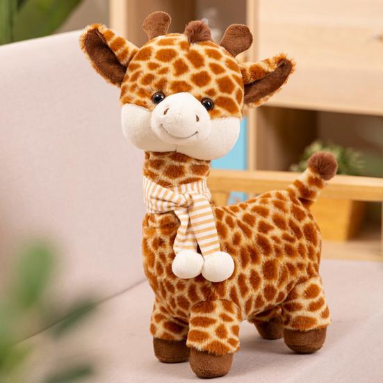 Scarf Giraffe Plush Toy Soft Stuffed Animal with Knitted Scarf Cuddle Buddy for Kids Nursery Decor And Gift for Baby Shower Birthday