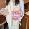 Cute Animal Design Cotton Canvas Handbag For Girls With Creative Chain Strap