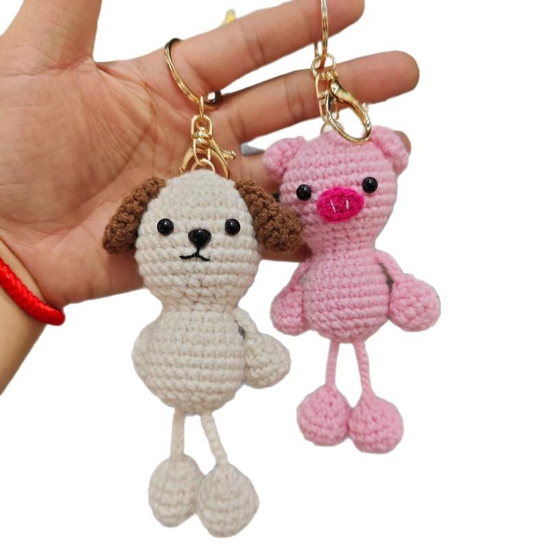 Funny Animal Doll Series Knitted Keychain For Bag Pendant Cute Animal Design Crochet Keychain Handmake Gifts Custom Accessories