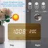 Wooden Digital Alarm Clock with Wireless Charging, 3 Alarms LED Display Sound Control for Bedroom Bedside  