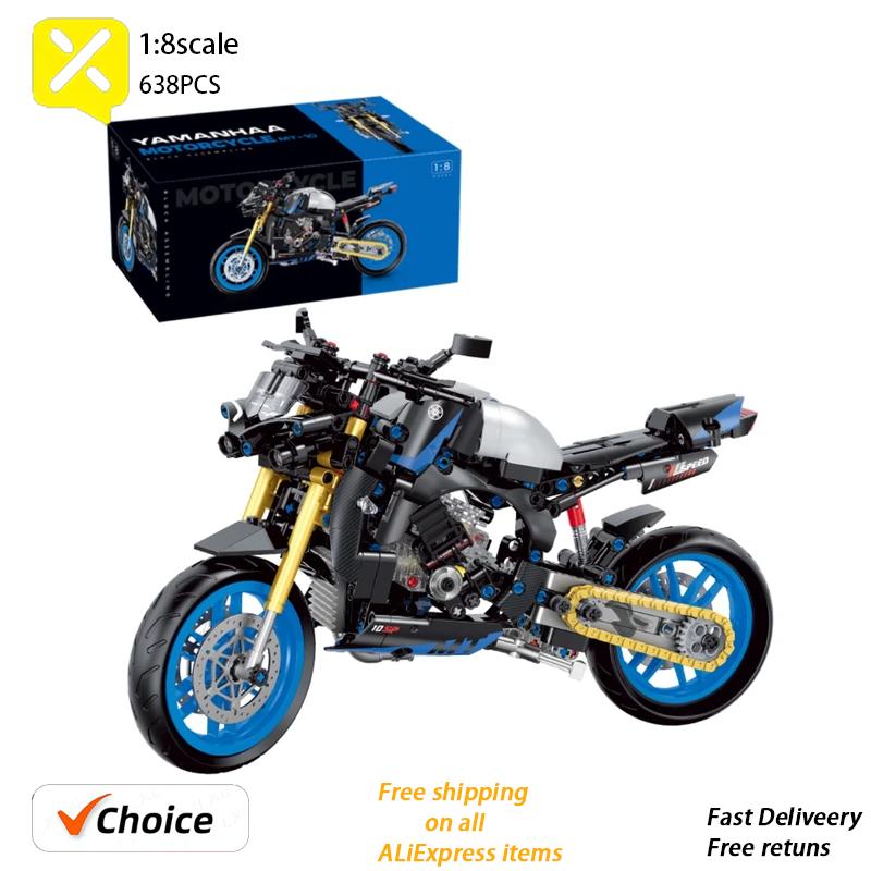 586Pcs Classic Motorbike Building Blocks Set Adults Cool Moto Road Racer Bricks Model Christmas Gifts Toys for Kid Boys Children