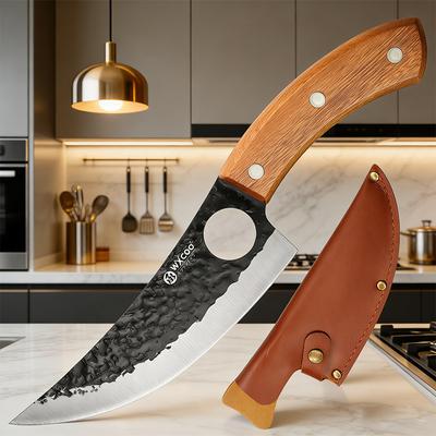 Forged Butcher Knife Wooden Handle Stainless Steel Boning Knife Cutter Full Tang Professional Kitchen Knife with Cover