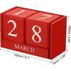 PATIKIL Vintage Wood Block Perpetual Calendar, Reble Wooden Month Date Display Blocks for Desk Office Home Decoration 6.1", Red