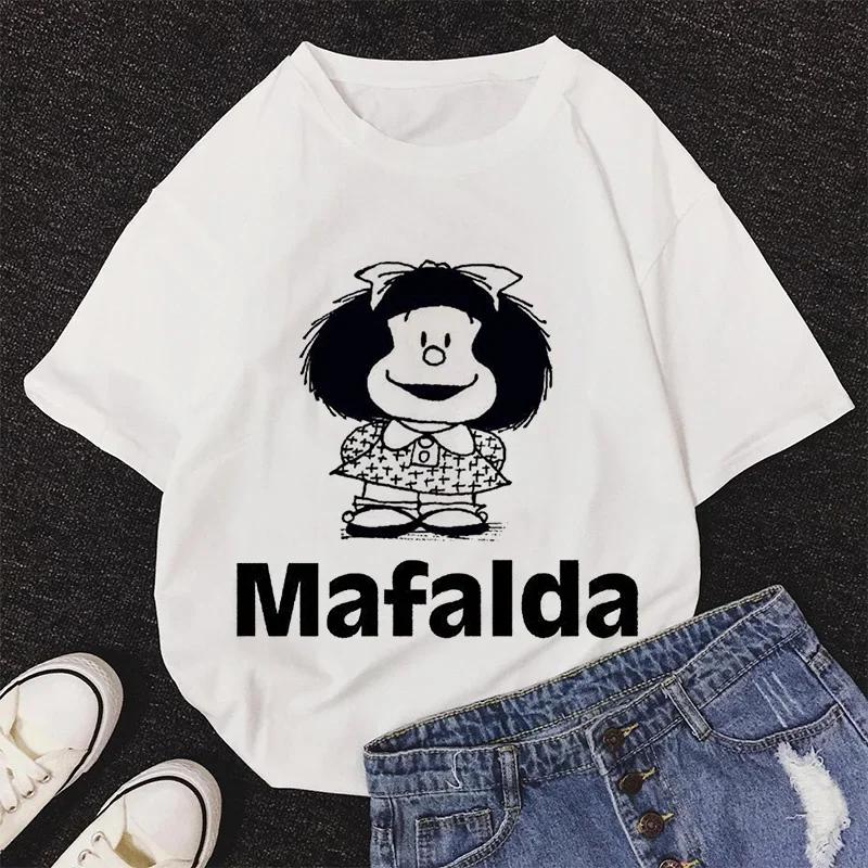 Mafalda Kawaii Graphic Print T-shirt Women Harajuku Aesthetic Pink Tops Y2k Casual Tshirt 2026 Newest Summer Fashion Female T Shirt
