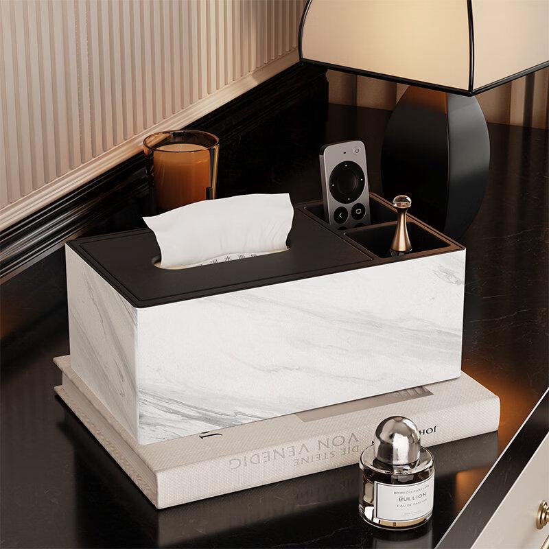 Marble Pattern Leather Tissue Box