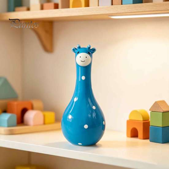 Vivid Texture Animal Figurine Cute Polka Dot Giraffe Vase, Hand-painted Resin Flower Creative Big-mouthed Unique Home Decor Accents Holder for Living