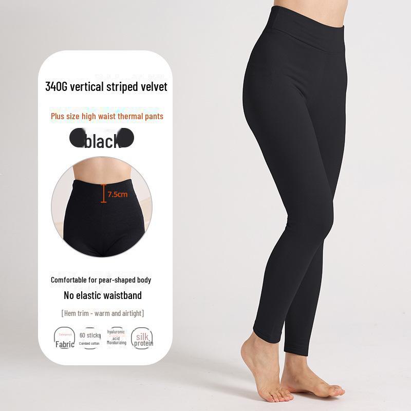 Women's High-Waisted Warm Velvet Pants with Hyaluronic Acid, Plus Size, A-Type, Autumn Trousers