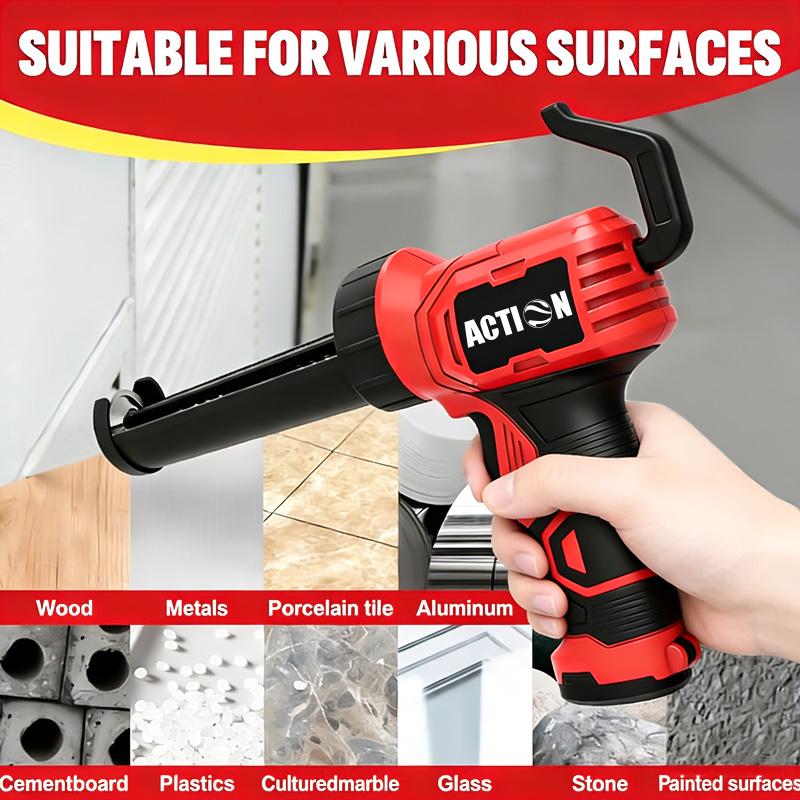 AKX0V Cordless Caulk Gun with High Brightness LED Light 250kg Force Electric Sealant Gun for Construction & DIY