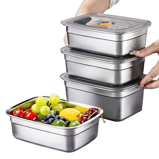 Stainless Steel Food Box with Leak-Proof Lids Stackable Metal Snack Box Refrigerator Dishwasher Safe Bento Box