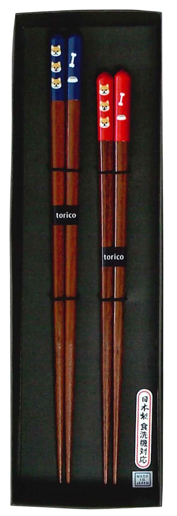 

Tanaka Chopsticks Gift Black 2 Round Shiba Inu 402437 Set, Box, Pairs, Design, Navy/Red, 23cm/21cm, No.