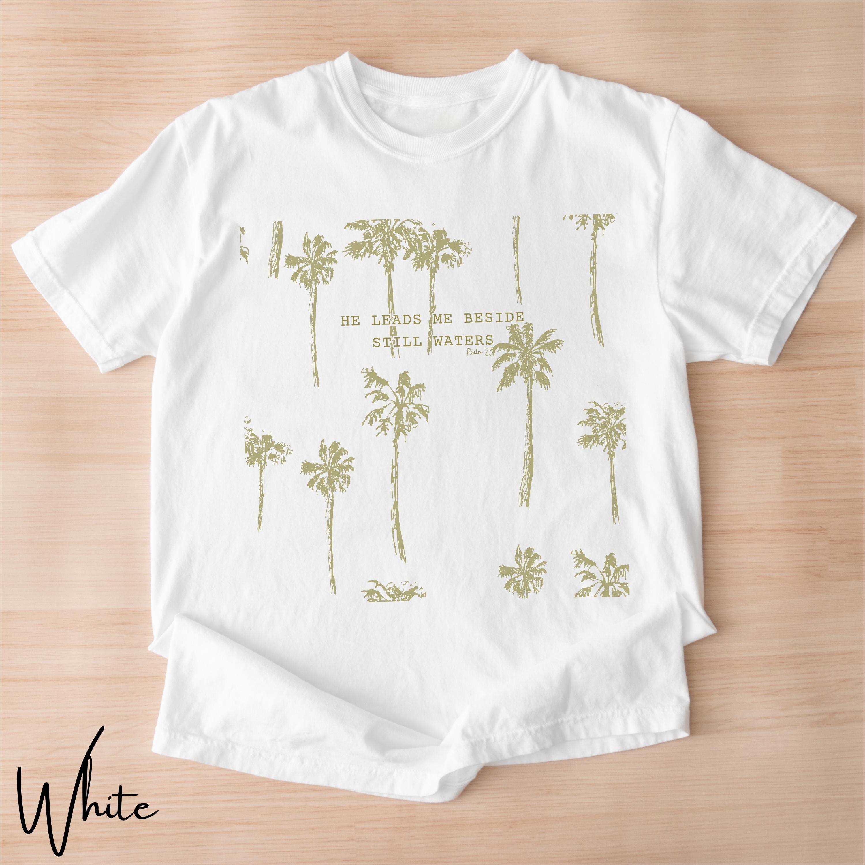 

Ladies Psalm 23 Printed Tshirt Fashion Beach Ocean Style Top SpringSummer Pure Cotton Short Sleeve Unisex Sunset Tshirt S