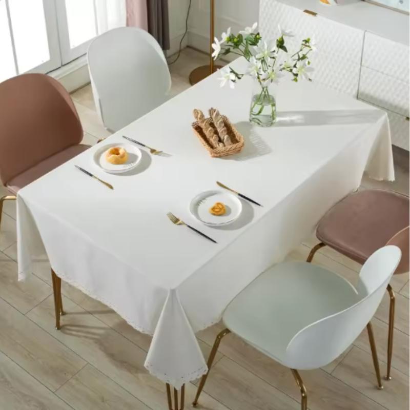 Table Cover Lace Tablecloth White Soft Dust-Proof for Every Holiday Party Weddings Kitchen Dinner Picnic Tabletop Home Decor Rectangle Tablecloth