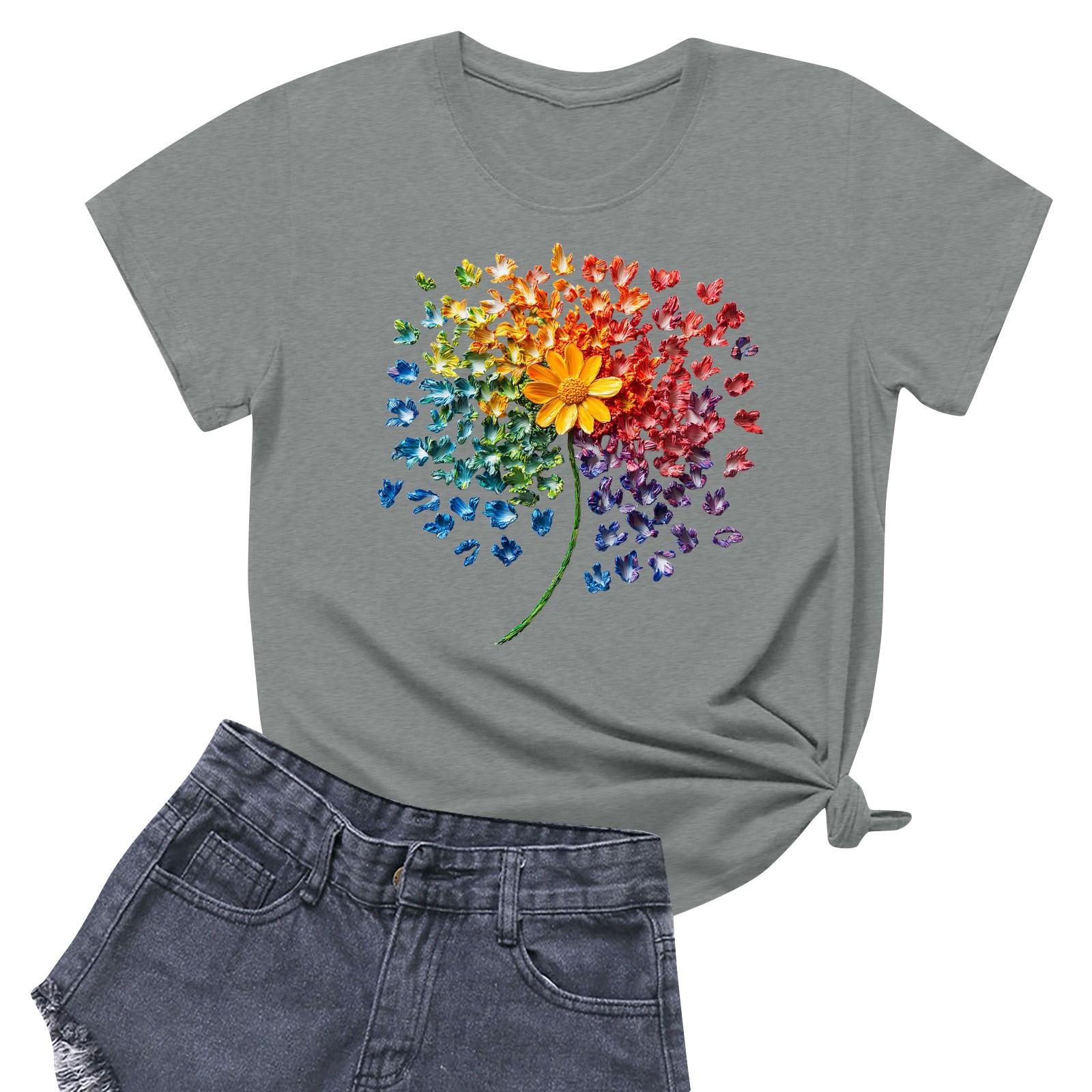 

Женская повседневная футболка с круглым вырезом и короткими рукавами с принтом XXL