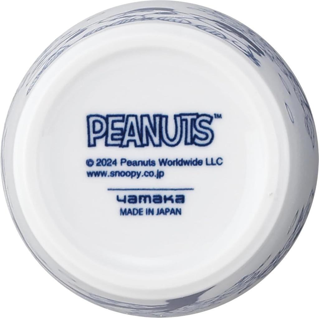 Snoopy Mino Ware Blue and White Japanese Tableware Soba 220ml 8 X Cherry Blossom Viewing Yamaka Made In "PEANUTS" Cup, Capacity, Approx. 7cm, Outdoor,