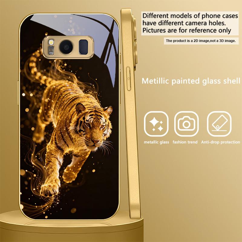 Fantasy Colored Tiger For Samsung Galaxy S26 S20 FE S21 Ultra S23 Plus S24 Ultra S25 S21+ S22Plus S26+ Golden Glass Phone Case