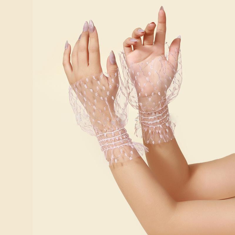 Perfect Match Mesh Decoration Fake Sleeves Removable Stretchy Fabric Wrist Flared Cuffs Sweater Ornaments Party Dresses Accessories
