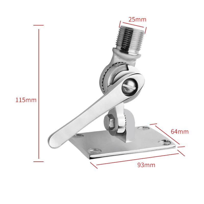 316 Stainless Steel Adjustable VHF Antenna Base Mount for Boat Marine Antenna Mount Marine Hardware 25mm