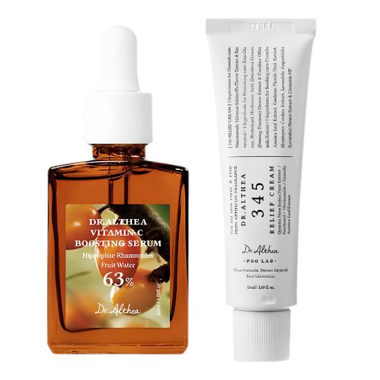 Dr.Althea 345 Relief Creme+Vitamin C Aufhellendes Serum Set | Aufhellende & Barrierepflege Koreanische Hautpflege