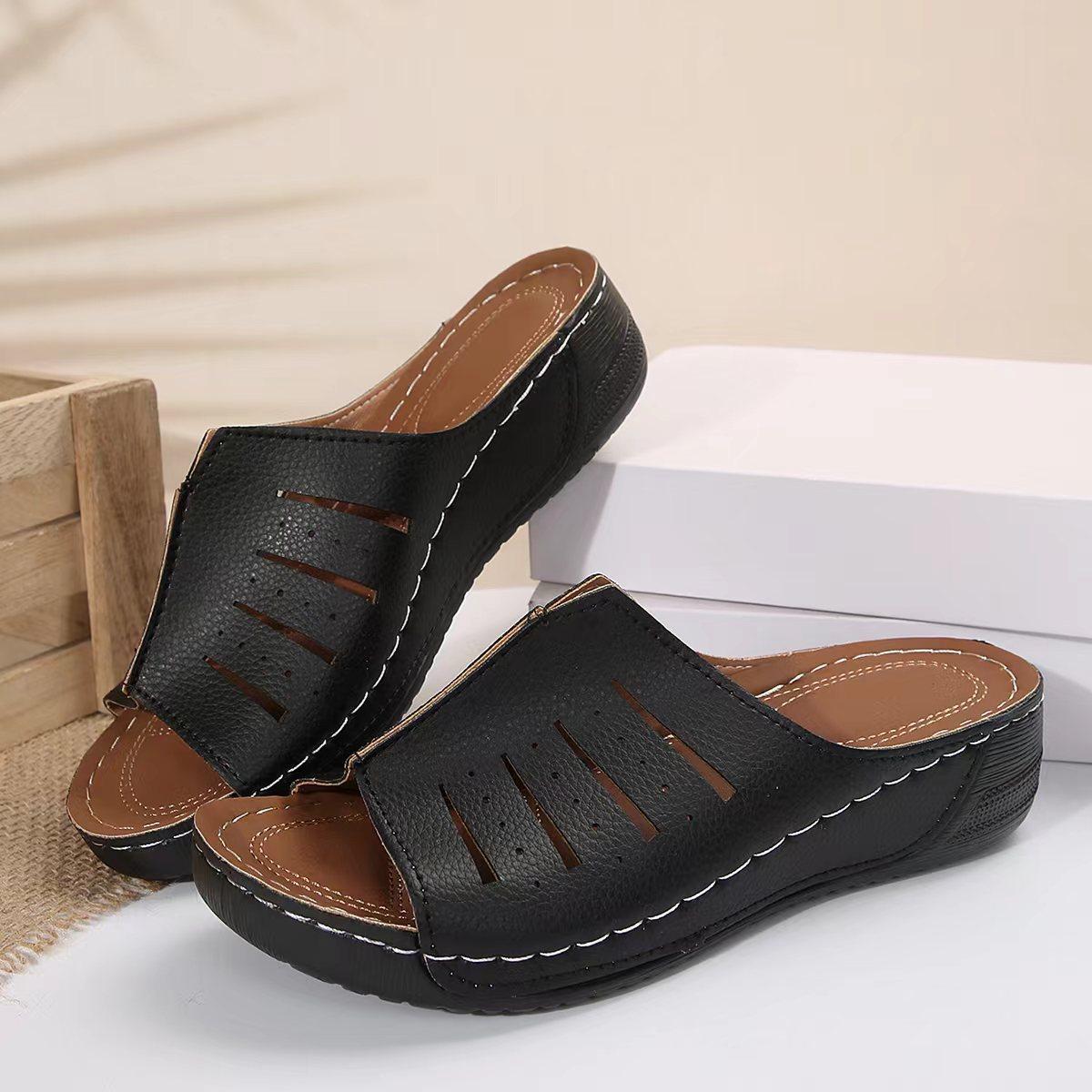 

2024 новые летние импортные туфли на платформе с наклонным каблуком женские сандалии тапочки на платформе большого размера повседневные женские сандалии 36 чёрный