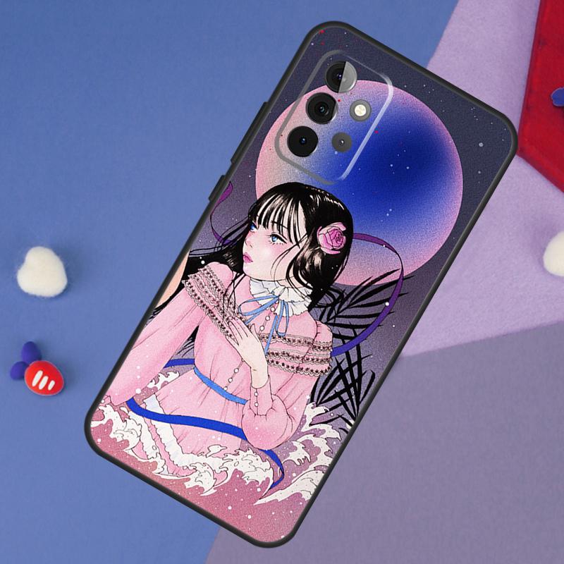 Cartoon Girl Aesthetic Case For Samsung Galaxy A52 A53 A33 A13 A34 A54 A14 A35 A55 A15 A56 A36 A26 A16 A06 A22 A32