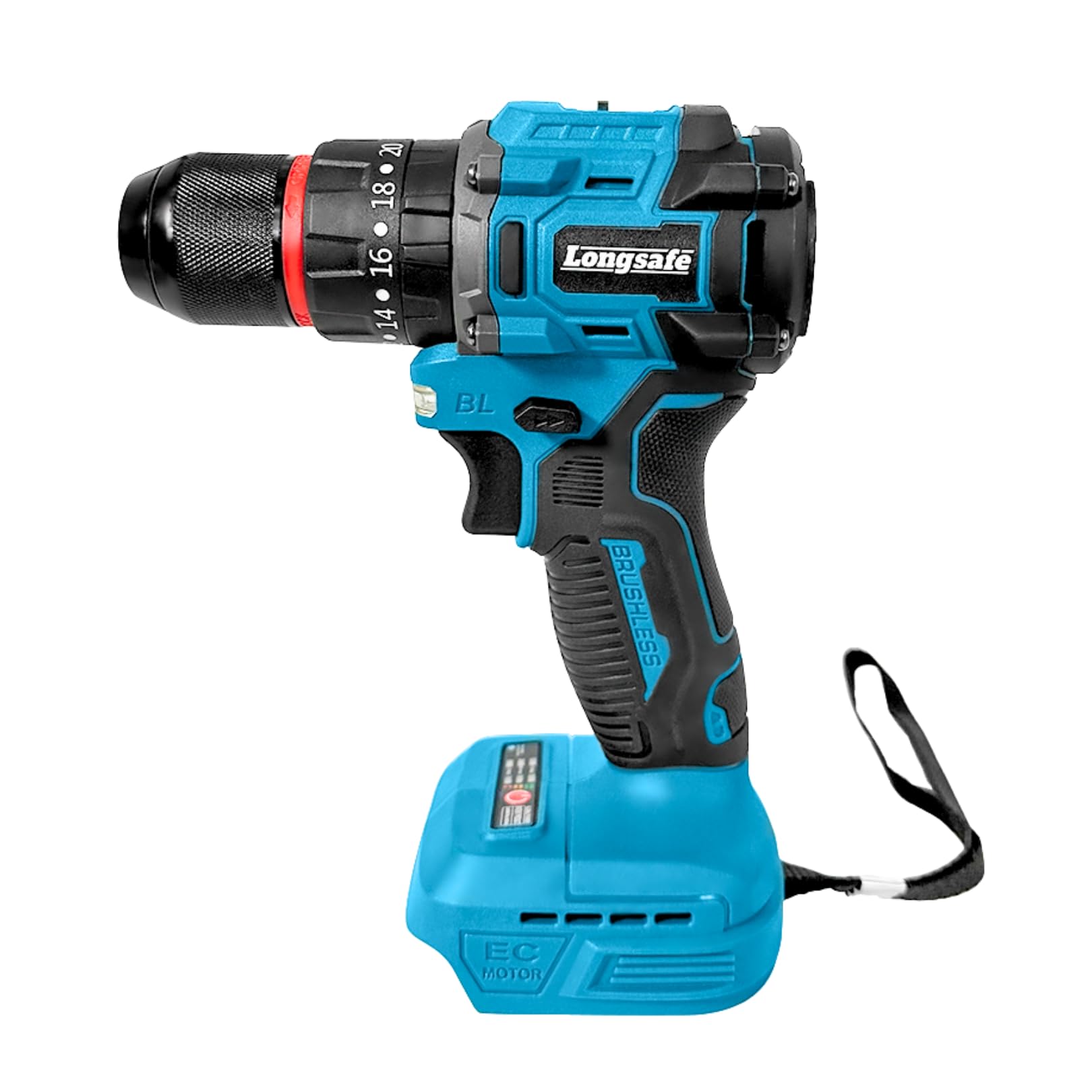 

Makita Compatible Rechargeable Drill Driver with Brushless LED for and Body Longsafe Motor, BL1860B/BL1815N, 18V, 20-Level Torque, 3-Mode Switching,