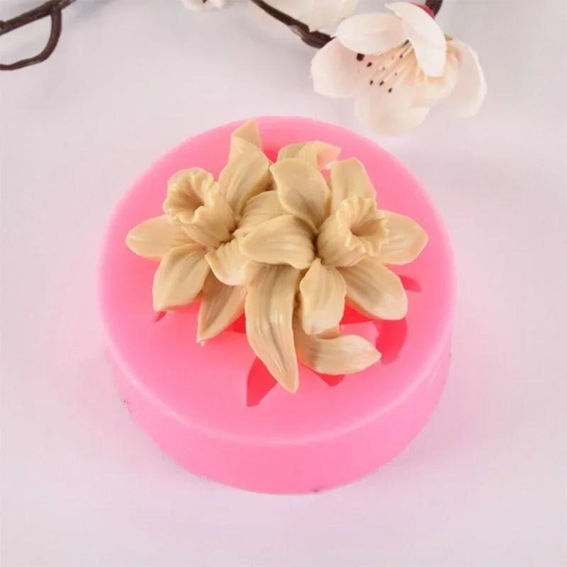 3D Lilac Rose Lily Creative Shape Fondant Silicone Mold Gypsum Cake Decor DIY Chocolate Baking Tools Soap Molds Accessories