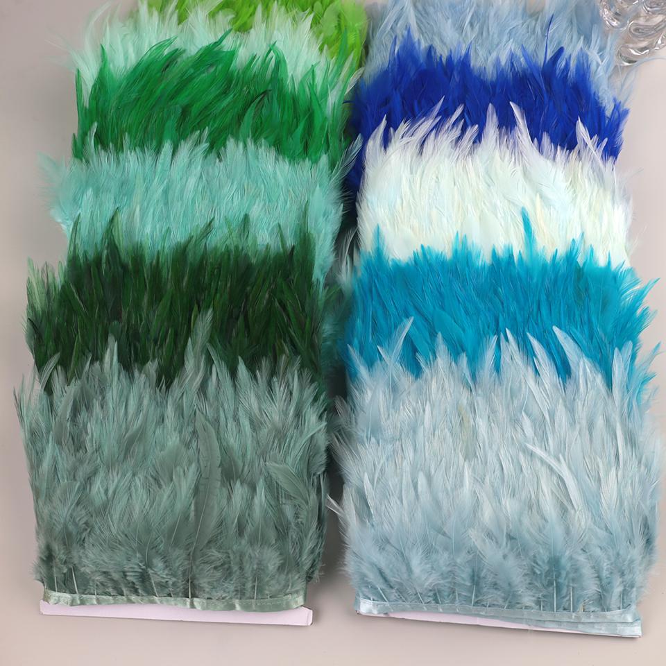 10Meters Hackle Feather Trim Rooster Neck Feather Ribbon Pheasant Feathers Fringe for Crafts Accessories Sewing Decoration