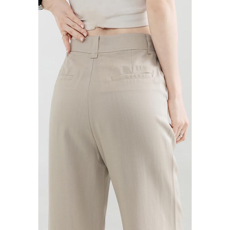 MengShuYa Women's High-Waist Tencel Linen Relaxed Straight-Leg Pants