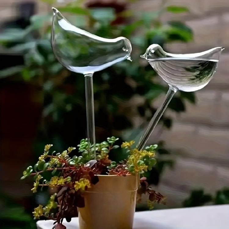 Transparent Plant Watering Globes Self Watering Spikes Bird Shaped Self Watering