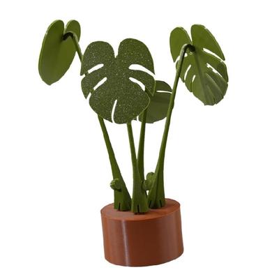 Dekoratives Monstera-Untersetzer-Set mit magnetischem Stiel und Pflanzgefäß – perfekt als Geschenk und zum Schutz des Schreibtisches.