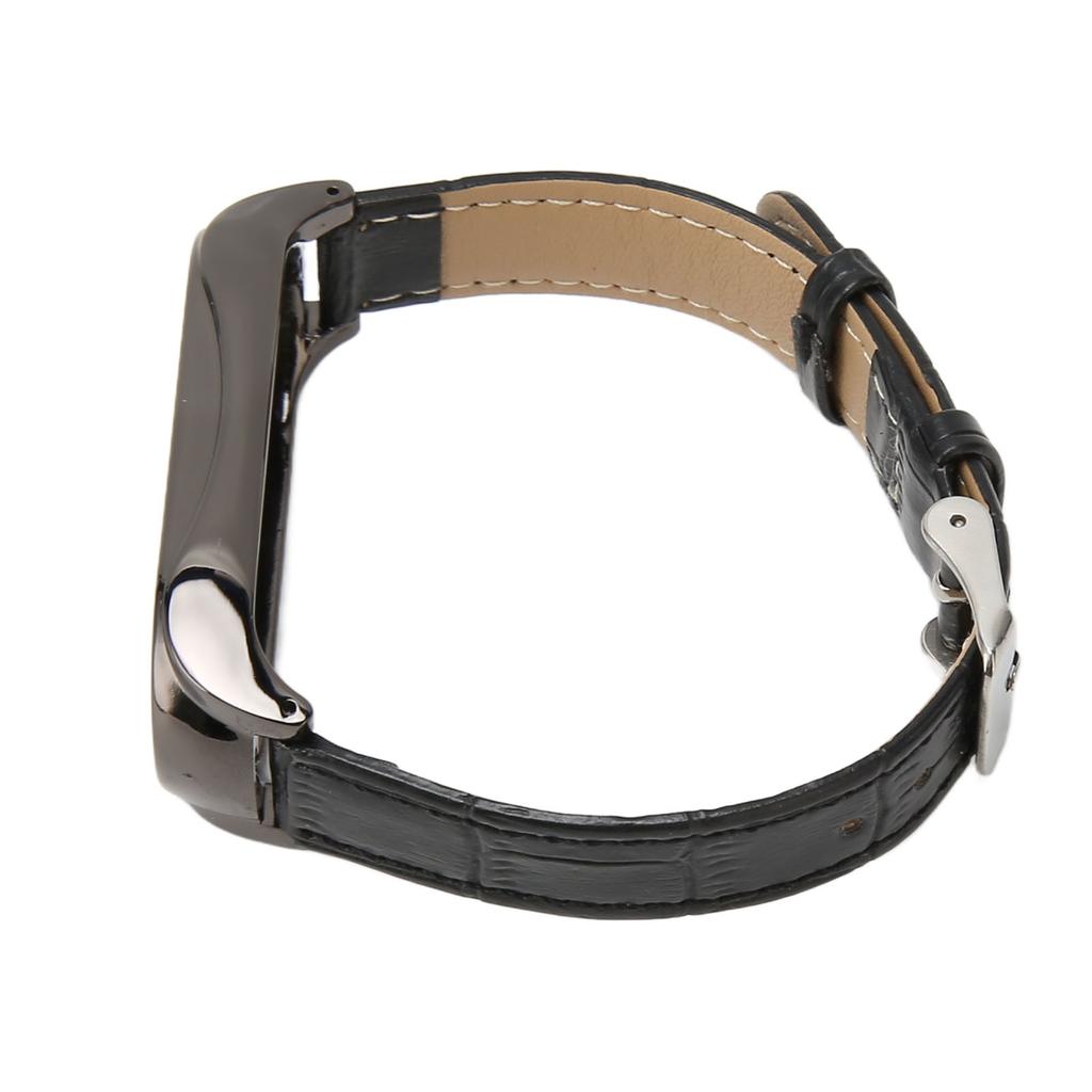 Sport Wrist Band for Mi Band 7 Soft PU Leather Breathable Replacement Loop Strap for Running Hiking Black