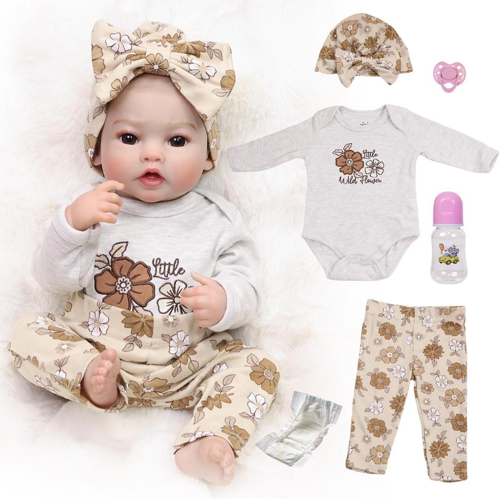 18 Inch Realistic Reborn Baby Doll Full Silicone Vinyl with Visible Veins Newborn Girl Doll Toddler Toy Gift